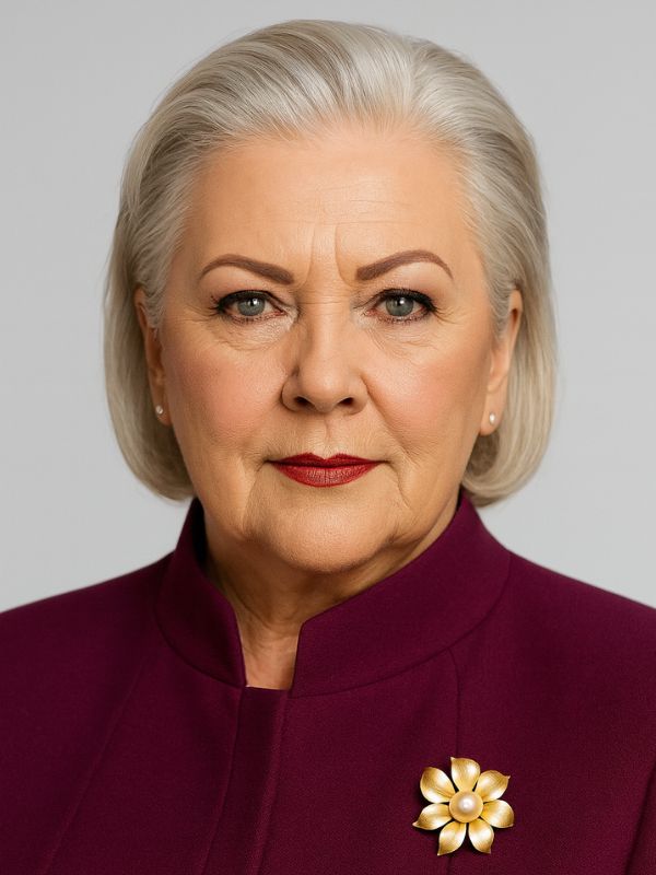 Renate Hechenberger – Mentoring für Frauen in Führung, Business und spiritueller Entwicklung. Natürliches Porträt in der Natur, violetter Schal, klare Präsenz. Verbindung von Tiefe, Leadership und weiblicher Kraft.